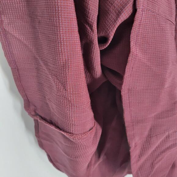Flax Red Grey Plaid Elastic Waist Midi Skirt 4-6 - Picture 7 of 9